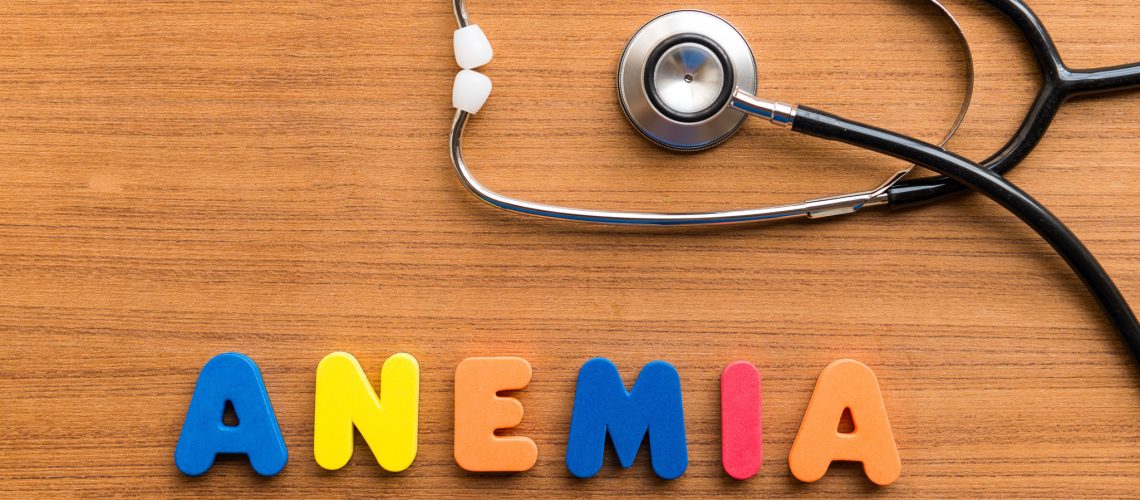 anemia colorful word on the wooden background